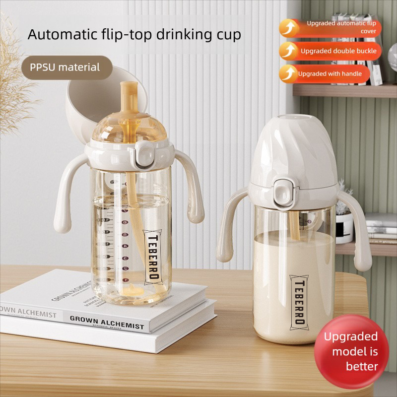 Teberro Baby Bottle - PPSU Material, Dual - Handle, One - Click Flip, Clear Gradient Markings - Image 6
