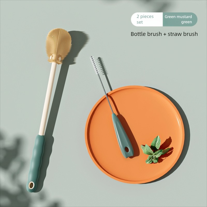 Teberro Baby Bottle Cleaning Brush Set - Ergonomic Grip, Multiple Brush Sizes, Turtle - Shaped Holder Included (8)