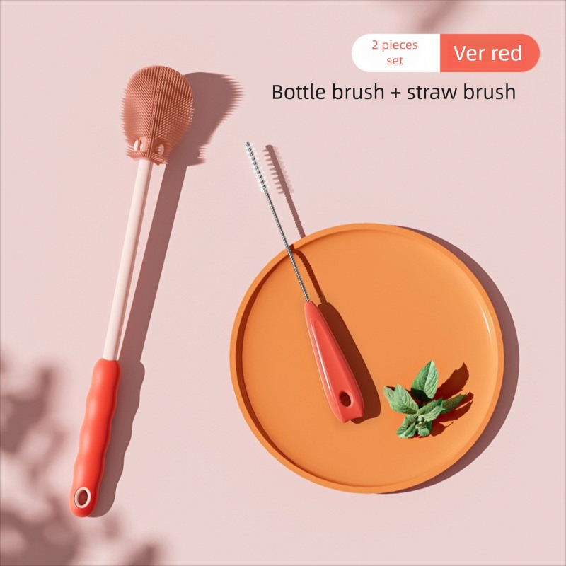 Teberro Baby Bottle Cleaning Brush Set - Ergonomic Grip, Multiple Brush Sizes, Turtle - Shaped Holder Included (9)