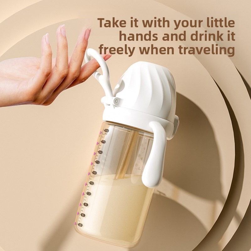 Teberro Baby Bottle - PPSU Material, Dual - Handle, One - Click Flip, Clear Gradient Markings (1)