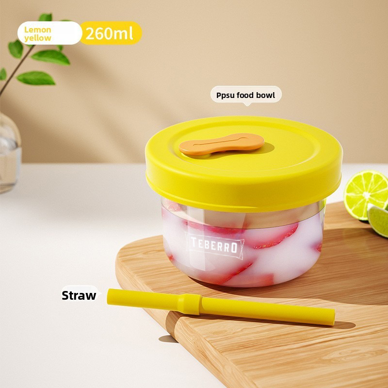 Teberro Baby Food Bowl - Translucent Gold Design, Clear Measurement Marks, Leak - Proof Lid (10)