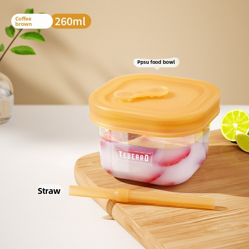 Teberro Baby Food Bowl - Translucent Gold Design, Clear Measurement Marks, Leak - Proof Lid (11)
