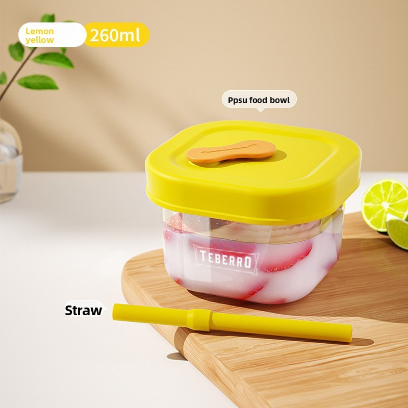 Teberro Baby Food Bowl - Translucent Gold Design, Clear Measurement Marks, Leak - Proof Lid (12)