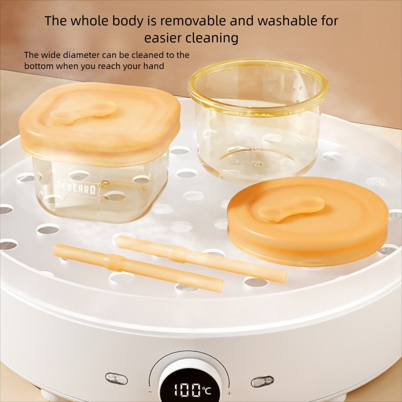 Teberro Baby Food Bowl - Translucent Gold Design, Clear Measurement Marks, Leak - Proof Lid (15)