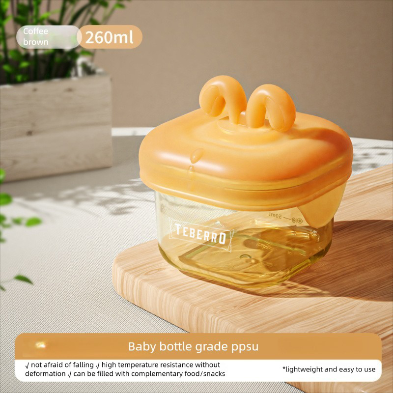 Teberro Baby Food Bowl - Translucent Gold Design, Clear Measurement Marks, Leak - Proof Lid (5)