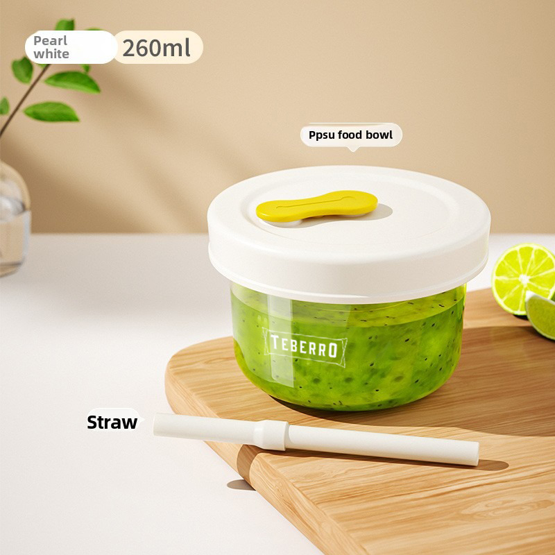 Teberro Baby Food Bowl - Translucent Gold Design, Clear Measurement Marks, Leak - Proof Lid (6)