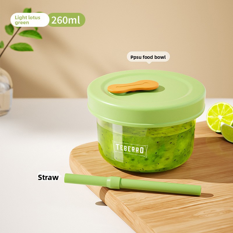 Teberro Baby Food Bowl - Translucent Gold Design, Clear Measurement Marks, Leak - Proof Lid (7)