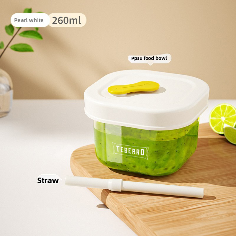 Teberro Baby Food Bowl - Translucent Gold Design, Clear Measurement Marks, Leak - Proof Lid (8)