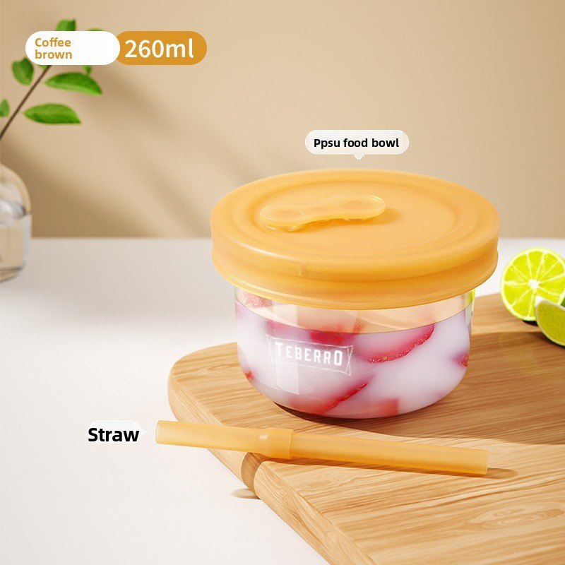 Teberro Baby Food Bowl - Translucent Gold Design, Clear Measurement Marks, Leak - Proof Lid (9)