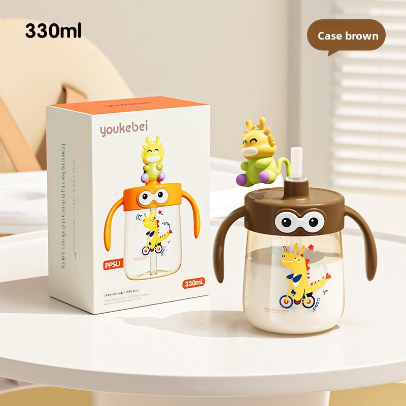Teberro Baby Milk Cup - Adorable Dino - Topped Lid, Dual - Handle Design, Clear Measurement Marks, BPA - Free (3)
