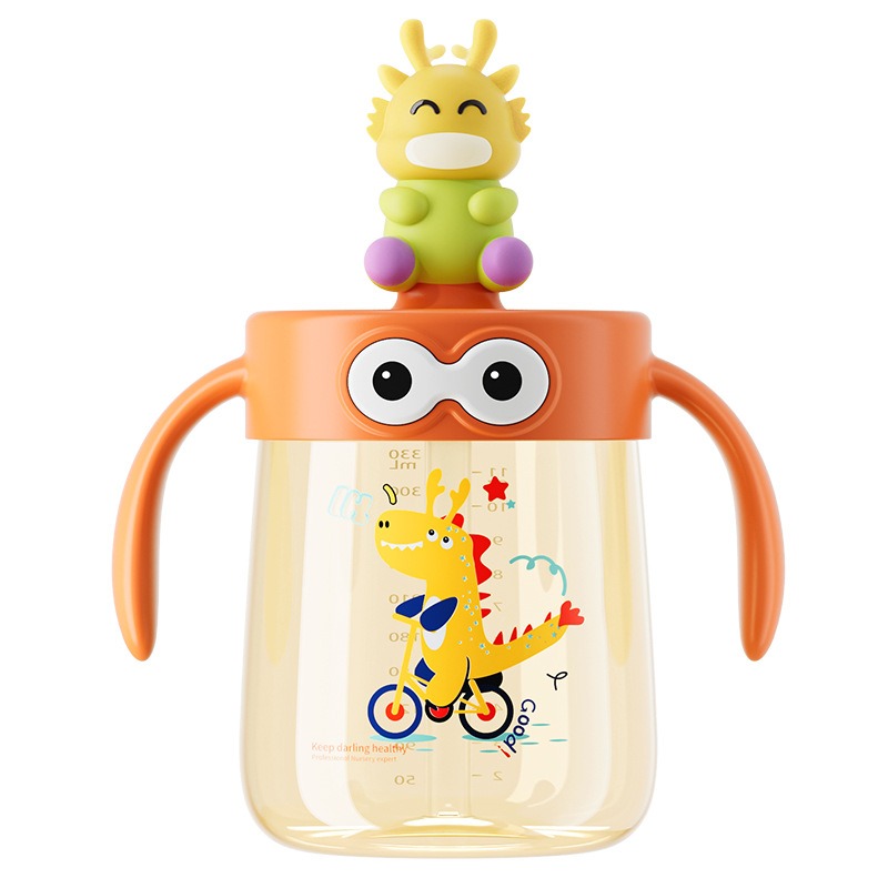 Teberro Baby Milk Cup - Adorable Dino - Topped Lid, Dual - Handle Design, Clear Measurement Marks, BPA - Free (7)