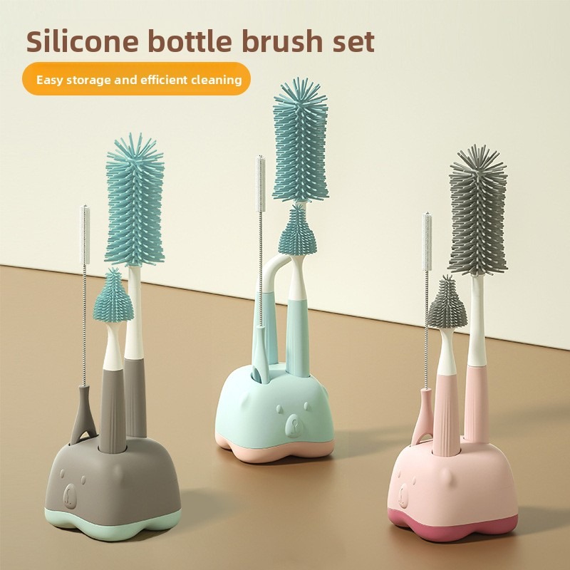 Teberro Cleaning Brush Set - Rotating Bottle Brush, Straw Brush & Pacifier Brush, Ergonomic Grip Design (1)