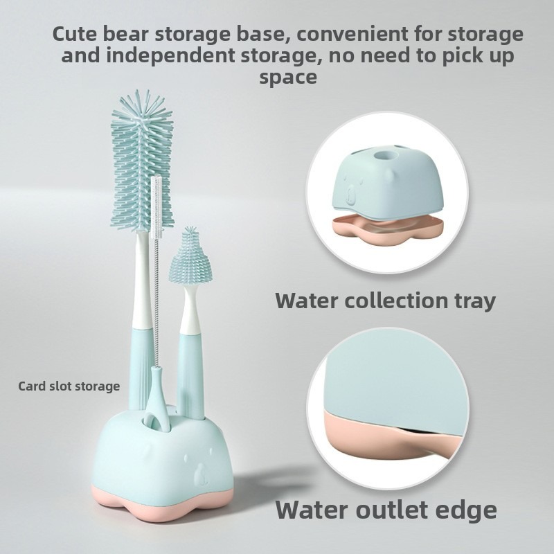Teberro Cleaning Brush Set - Rotating Bottle Brush, Straw Brush & Pacifier Brush, Ergonomic Grip Design (11)