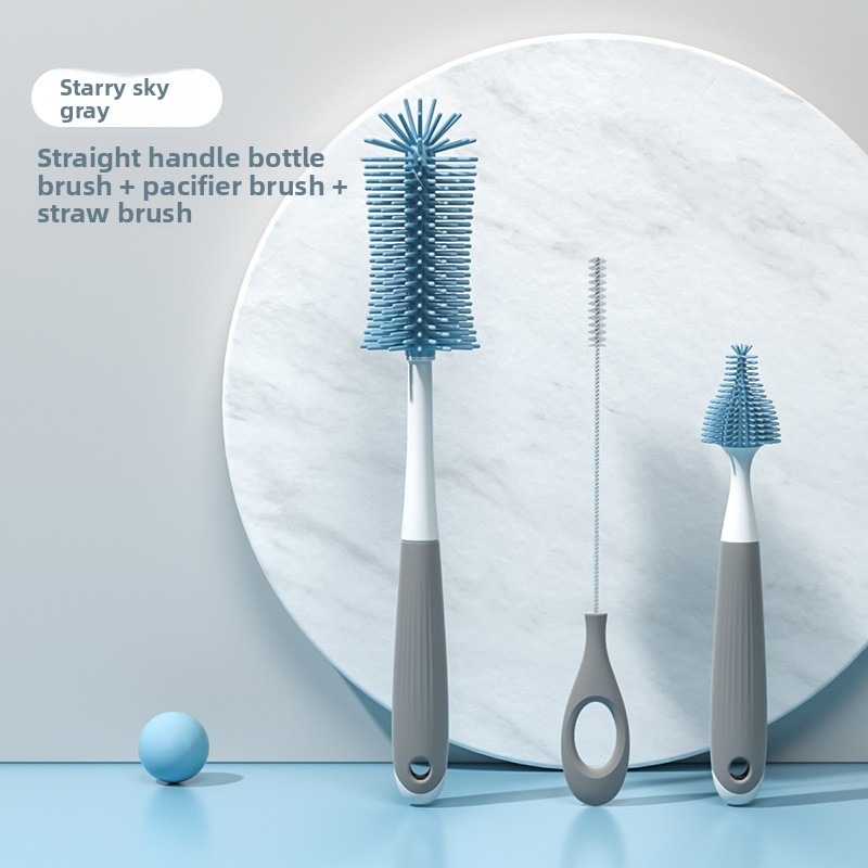 Teberro Cleaning Brush Set - Rotating Bottle Brush, Straw Brush & Pacifier Brush, Ergonomic Grip Design (13)