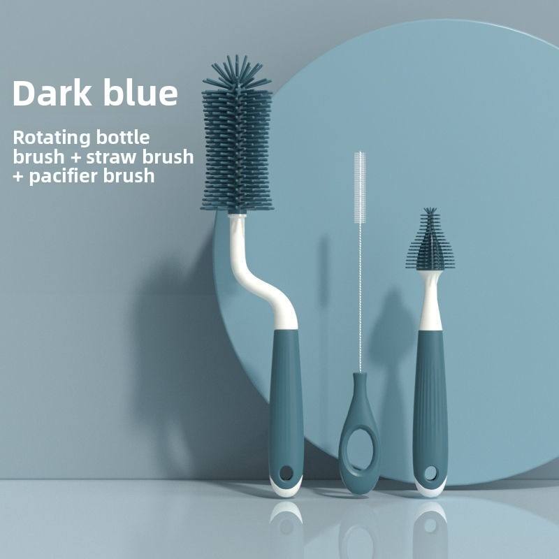 Teberro Cleaning Brush Set - Rotating Bottle Brush, Straw Brush & Pacifier Brush, Ergonomic Grip Design (15)