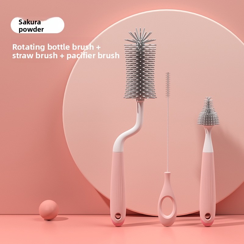 Teberro Cleaning Brush Set - Rotating Bottle Brush, Straw Brush & Pacifier Brush, Ergonomic Grip Design (9)