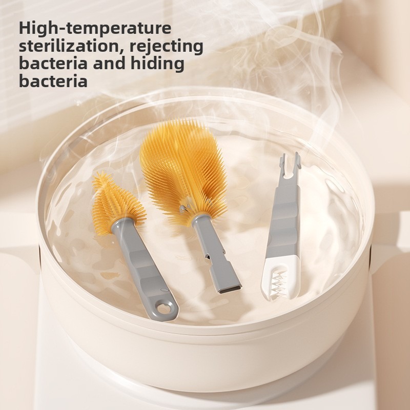 Teberro Portable 7 - Piece Baby Bottle Cleaning Set - Cute Panda - Themed Storage Box, Multiple Brushes & Drying Racks, Ideal for Travel (5)