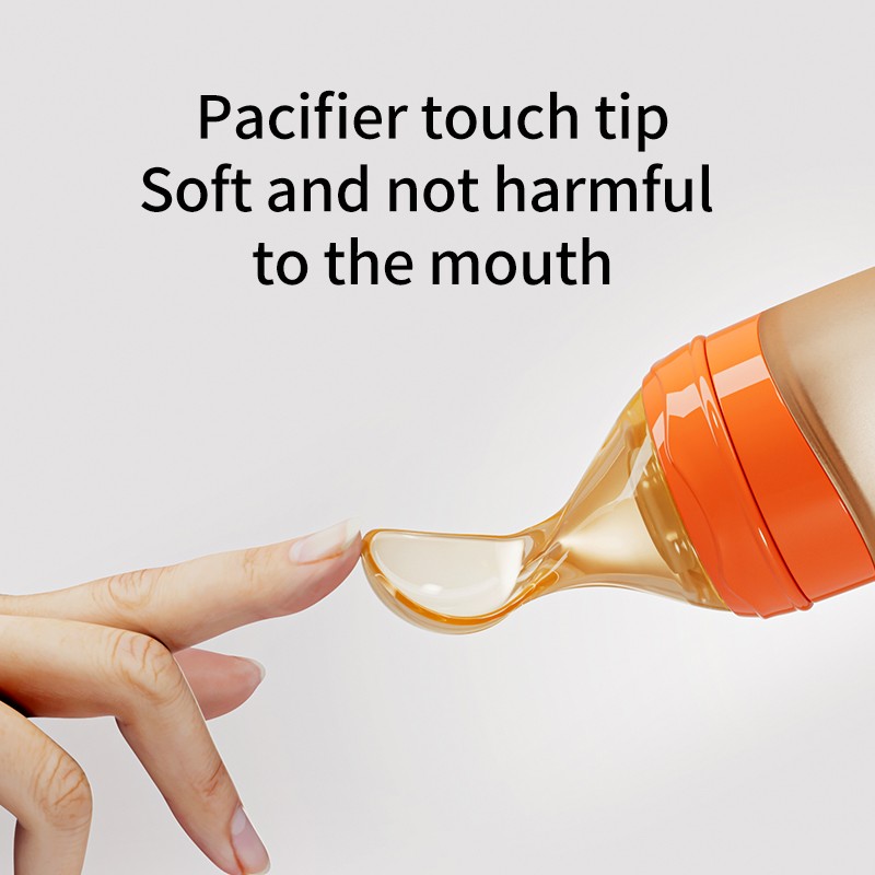 Teberro Silicone Baby Food Dispensing Spoon Feeder 4oz - Infant Squeeze Cereal Feeder, Baby Fresh Food Feeder, Feed Bottle for Puree, Solid Baby Food, BPA Free, 4m+ Babies – Grey (24)