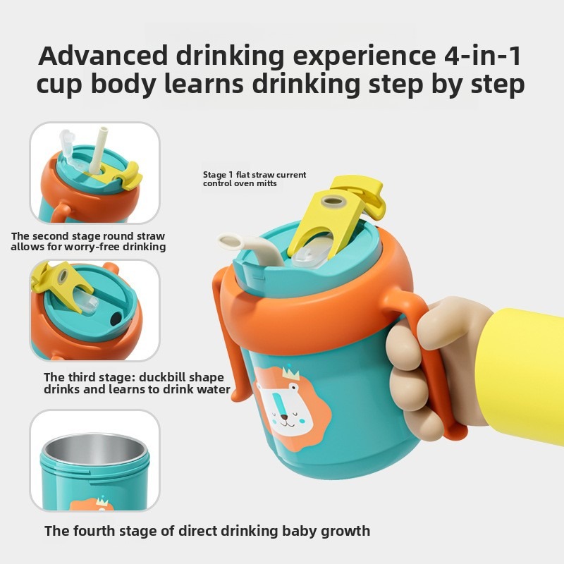 Teberro Toddler Sippy Cup - Cute Lion Pattern, Double - Handle Design for Easy Grip, Leak - Proof Baby Training Cup (7)