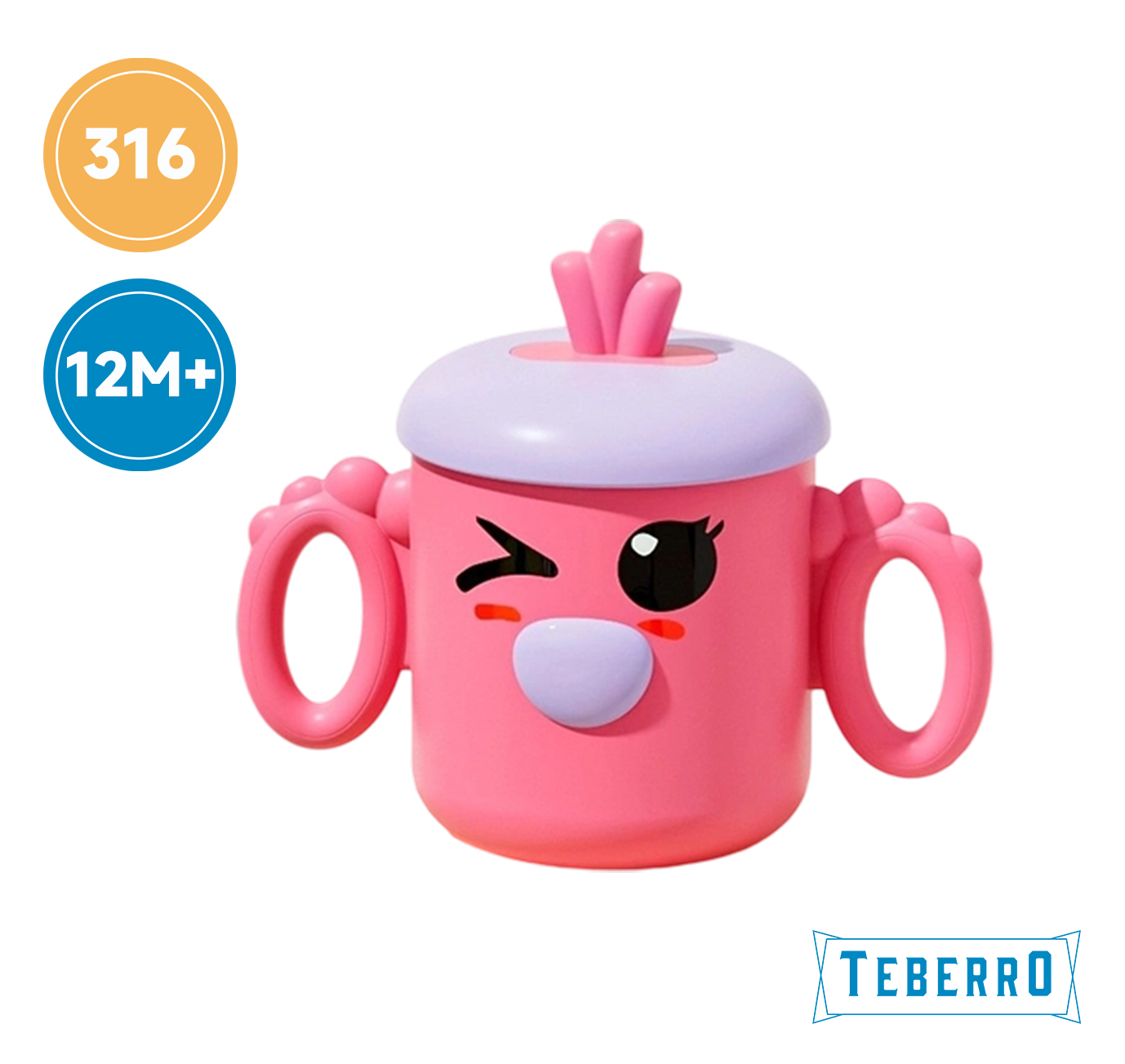 Teberro 316 Stainless Steel Baby Milk Cup - Cartoon Octopus Design, Dual - Handle, for Water/Milk/Juice, Leak - Proof & Insulated